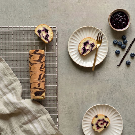 Horse Shoe Cake Roll with Blueberry Vanilla